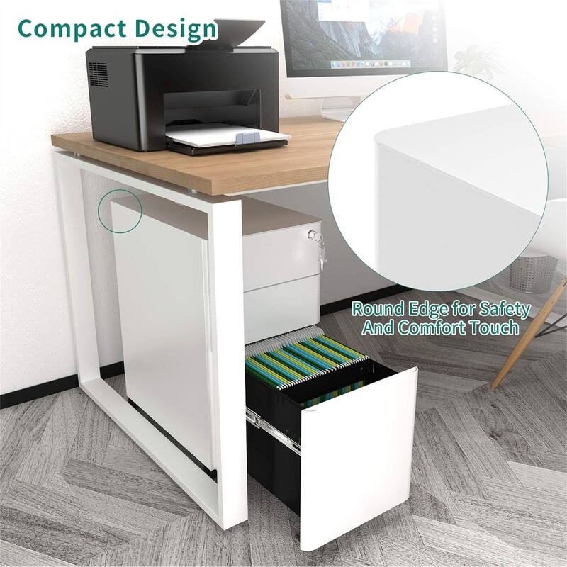 3-Drawer Slim File Cabinet with Lock - 11.8"D x 11.8"W x 23.4"H
