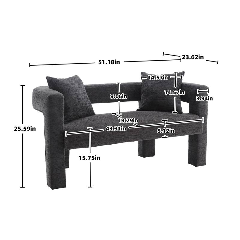 Roomfitters Chenille Loveseat Sofa, Upholstered 2-Seater Accent Couch for Living Room, Bedroom or Lounge Area