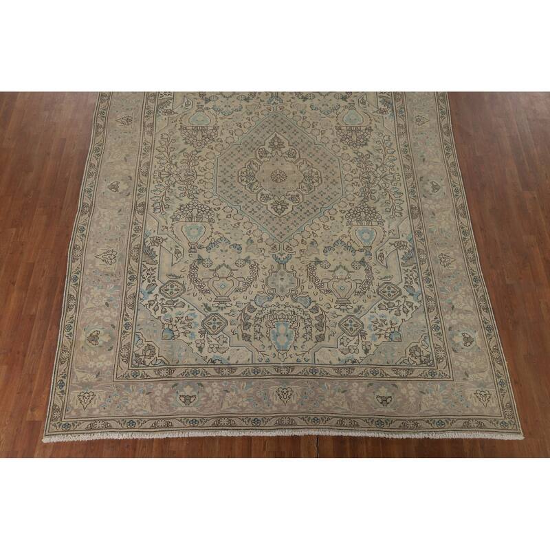 Tabriz Vintage Persian Area Rug Handmade Traditional Wool Carpet - 8'3" x 11'2"