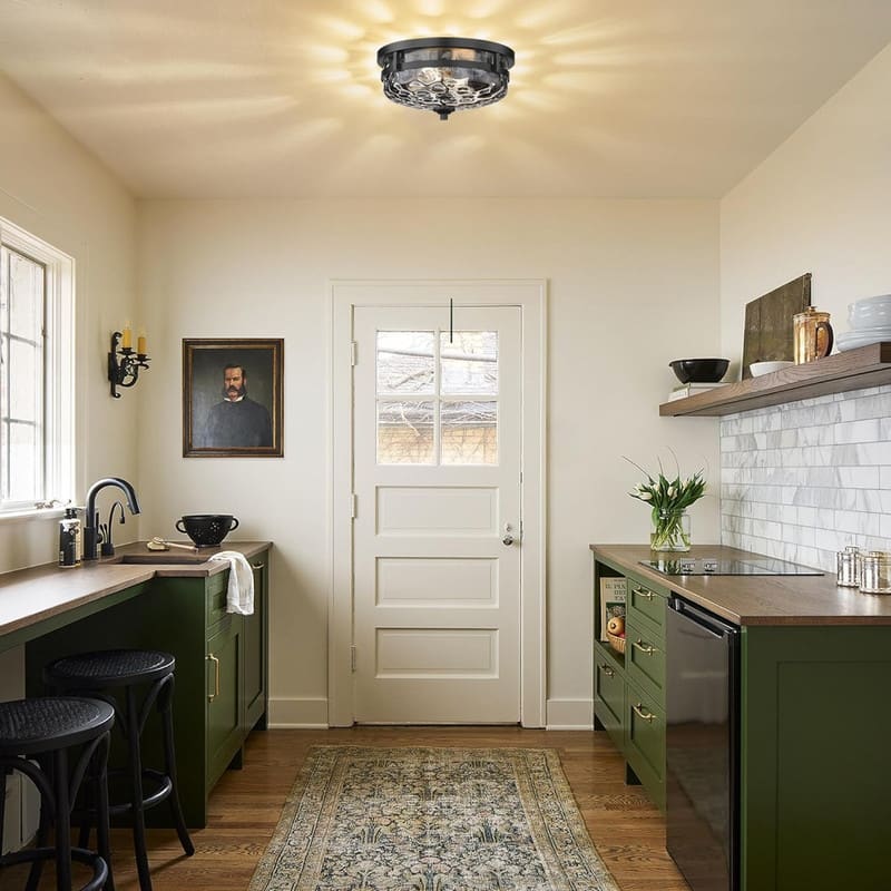 2 Light fixtures lights black semi mount flush light metal ceiling light