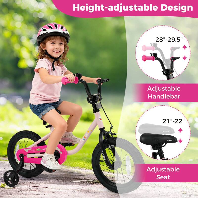Costway 12-Inch Kids Bicycle with Adjustable Seat Front Handbrake & - See Details