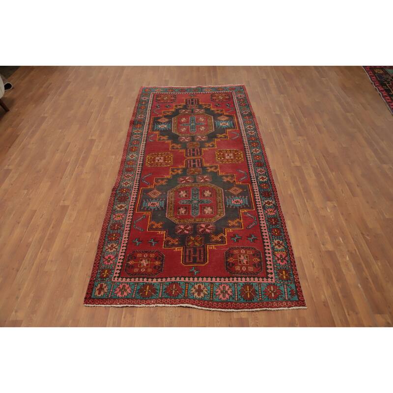 Hand Knotted Oriental 100% Wool Carpet Traditional Tribal Red Ardebil Area Rug - 10' 4'' X 4' 6''