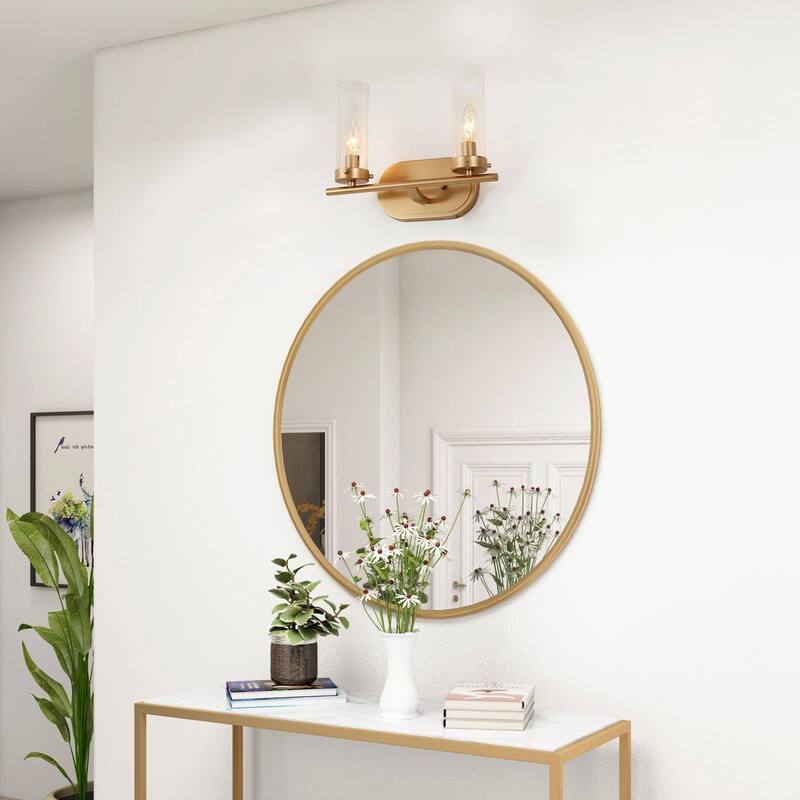 Modern Gold 3-Light Bathroom Vanity Light Cylinder Glass Wall Sconces
