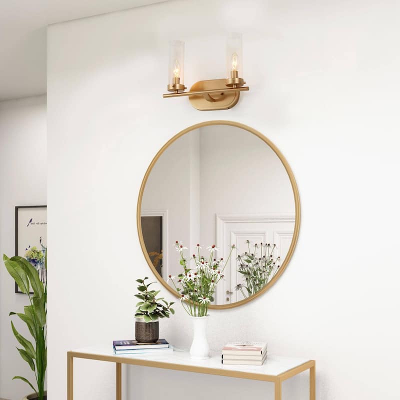 Modern Gold 3-Light Bathroom Vanity Light Cylinder Glass Wall Sconce