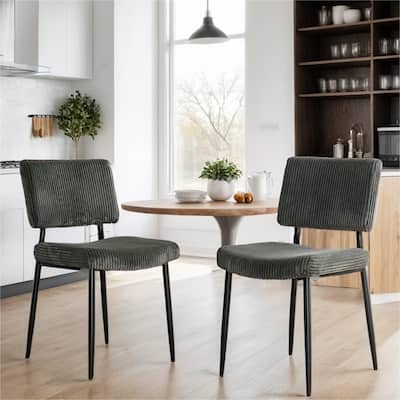 Modern Velvet Upholstered Dining Chair with Metal Legs (Set of 2)