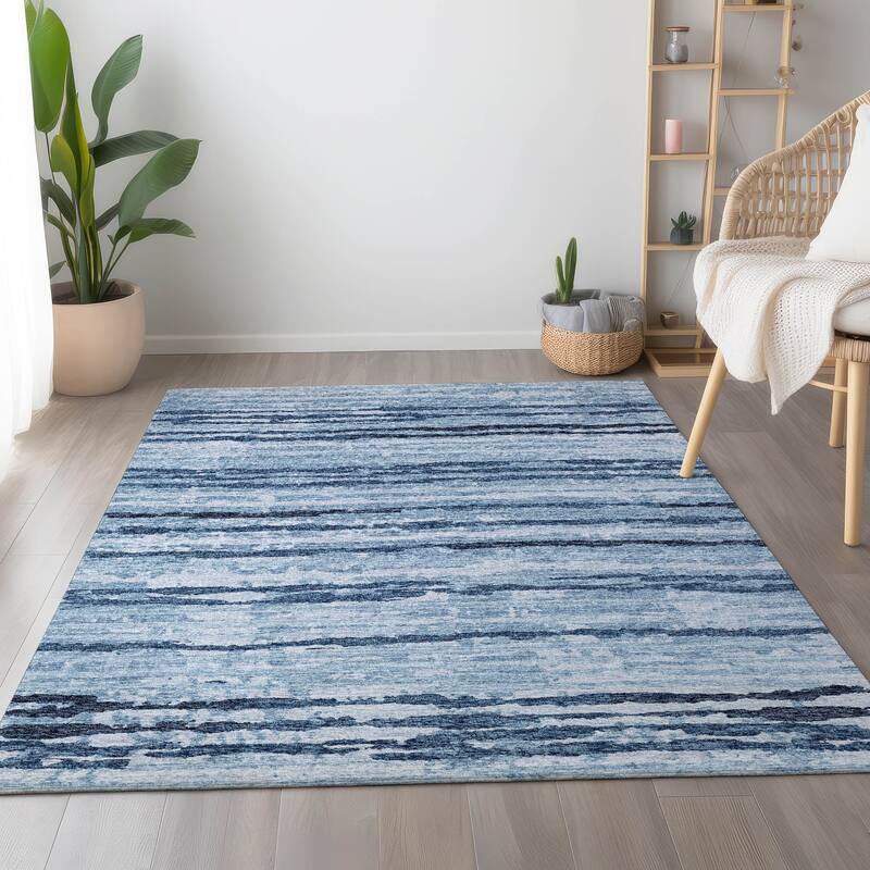 Premium Washable Super Soft Modern Ombre Stripes Mayfield Rug - Blue - 10' x 14' - Rectangle