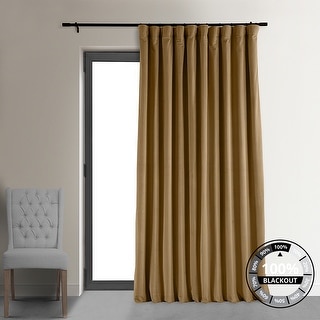 Exclusive Fabrics Signature Extra Wide Amber Gold Velvet Blackout Curtain (1 Panel) - Luxurious Blackout Drapery