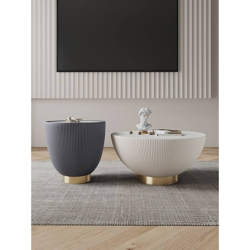 Manhattan Comfort Modern Anderson 2.0 Upholstered Table Sets - Cream/Grey