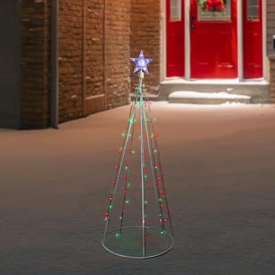 5' Red and Green LED Lighted Twinkling Christmas Tree Outdoor Decor