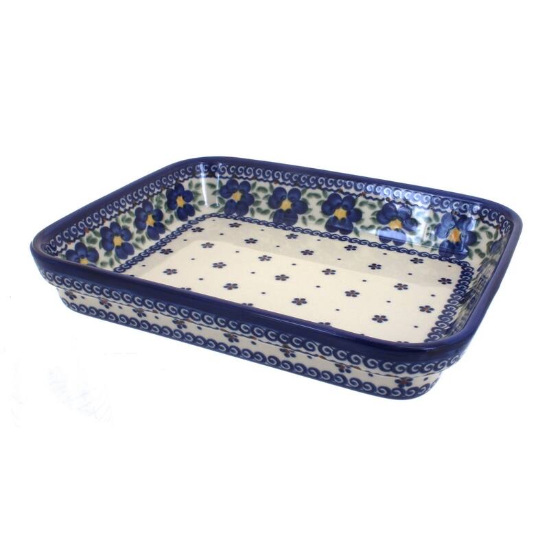 Blue Rose Polish Pottery 149 Vena Medium Rectangular Baker