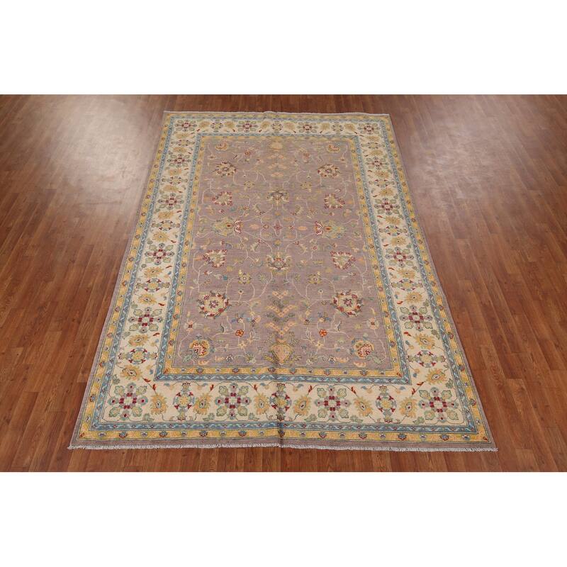 Floral Oushak Oriental Area Rug Handmade Wool Carpet - 6'5" x 9'5"