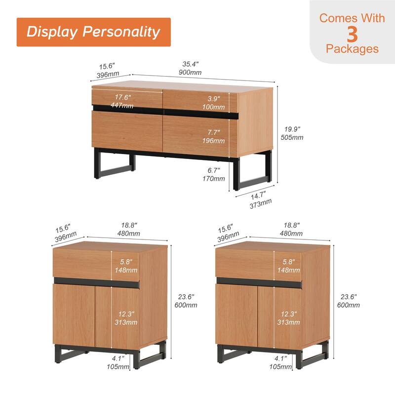 WAMPAT TV Stand and End Table Set of 3