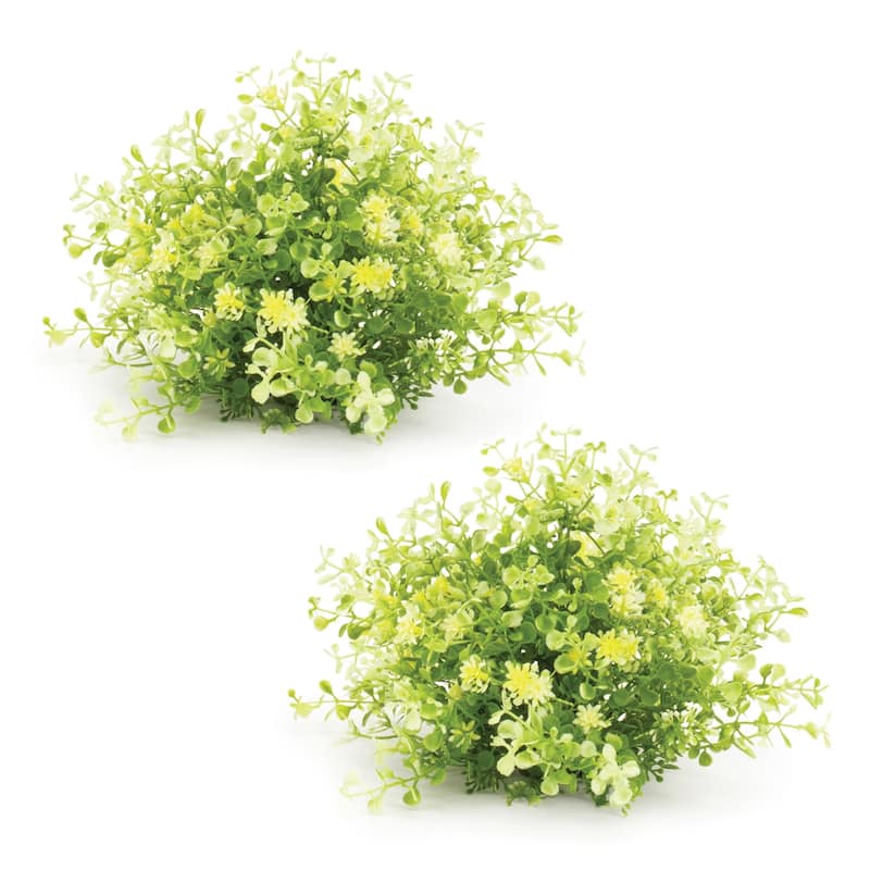 Half Orb Mini Leaf Foliage Artificial Bushes - 10" - Set of 2