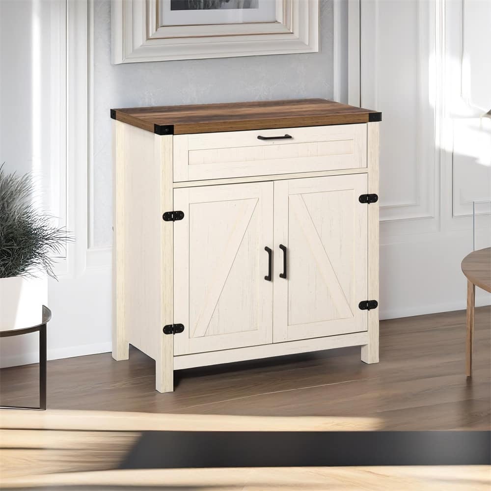 Farmhouse Sideboard Buffet Cabinet,Rustic 2 Barn Doors,Storage Cabinet