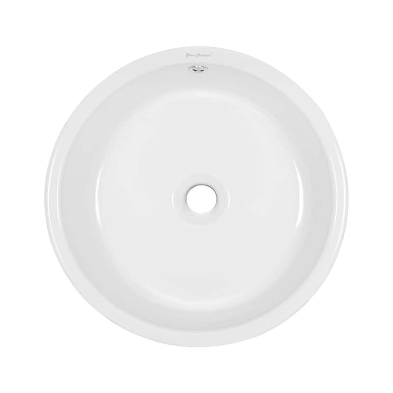 Trocadero Round Ceramic Bathroom Vessel Sink In White - 16.55" x 16.55" 6.3"