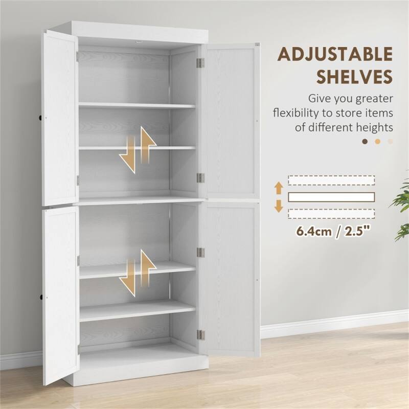6 Tier Storage Cabinet with Adjustable Shelves Shaker Style Doors Anti Tipping Durable MDF for Kitchen and Home