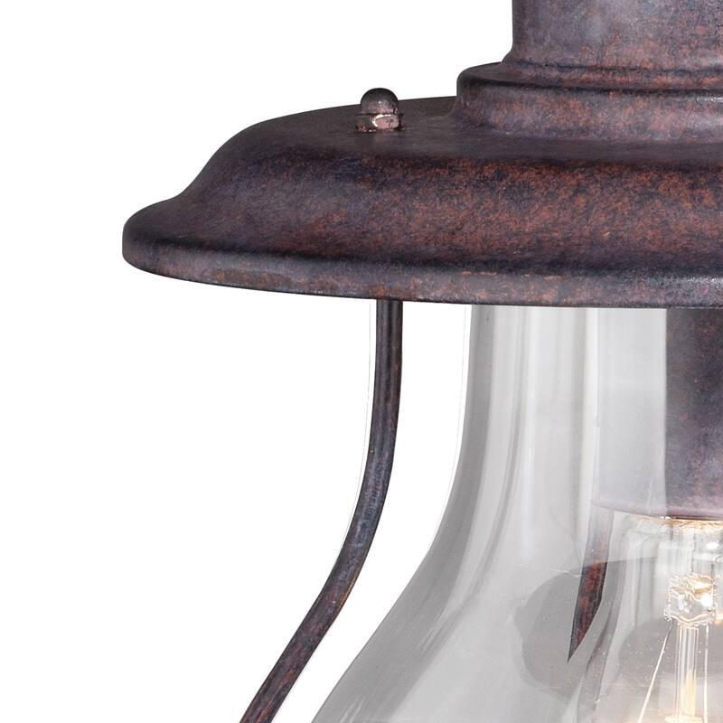 Dockside 1 Light Bronze Coastal Outdoor Lantern Pendant Clear Glass - 8-in W x 14.75-in H x 8-in D