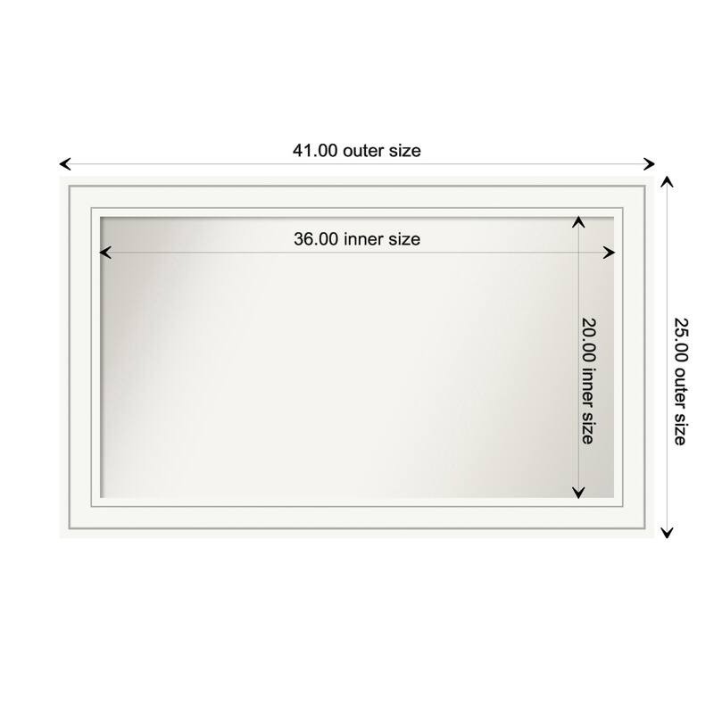 Craftsman White Framed Non-Beveled Custom Wall Mirror, Bathroom Vanity Mirror - Outer Size: 41 x 25