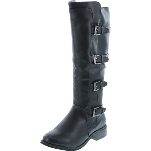 black low heel knee high boots