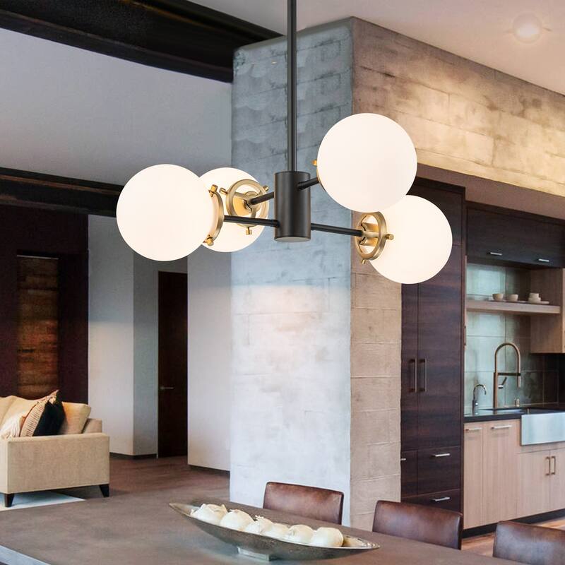 4/6-Light Modern Sputnik Globe Cluster Glass Chandelier for Dining Room