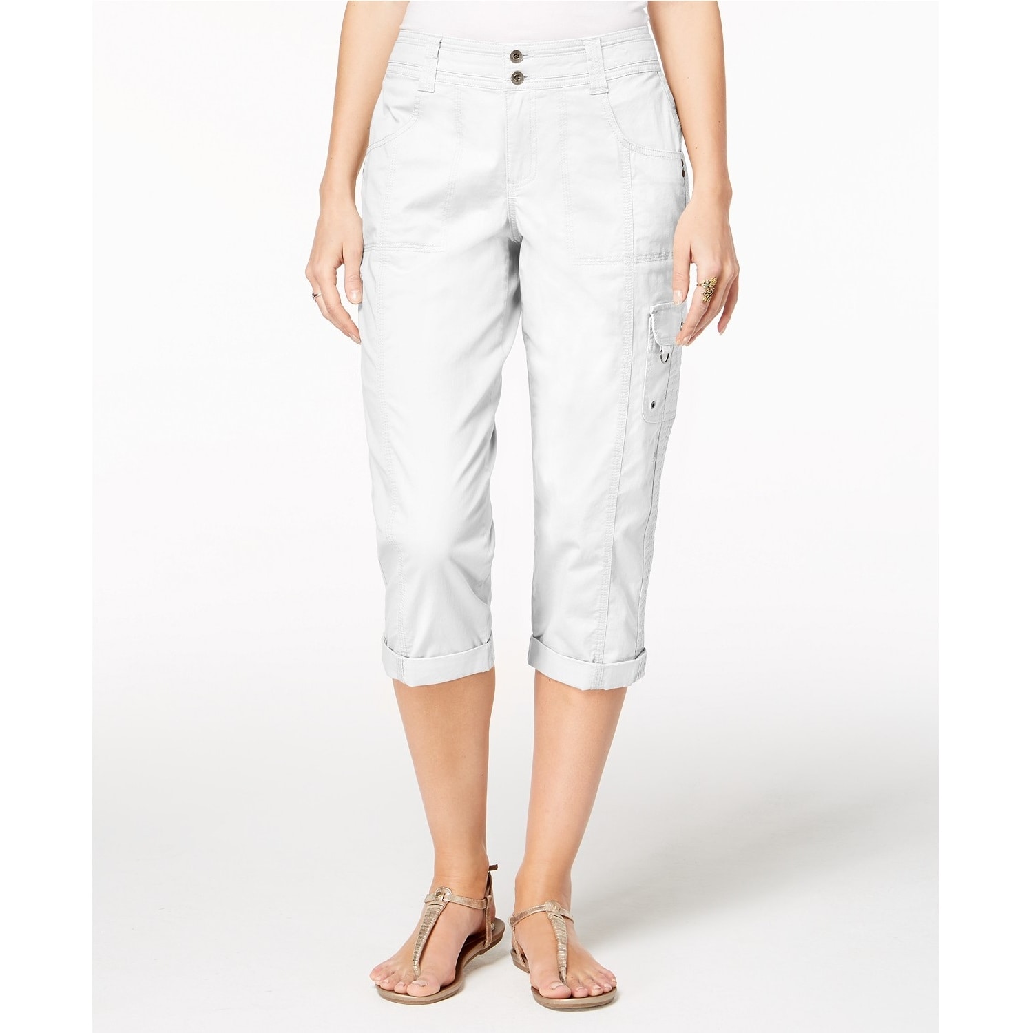 white capri cargo pants
