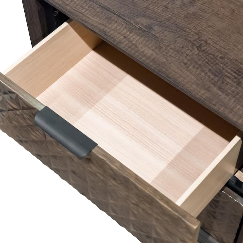 Furniture of America Orelo Modern Dark Brown Wood 2-Drawer Nightstand