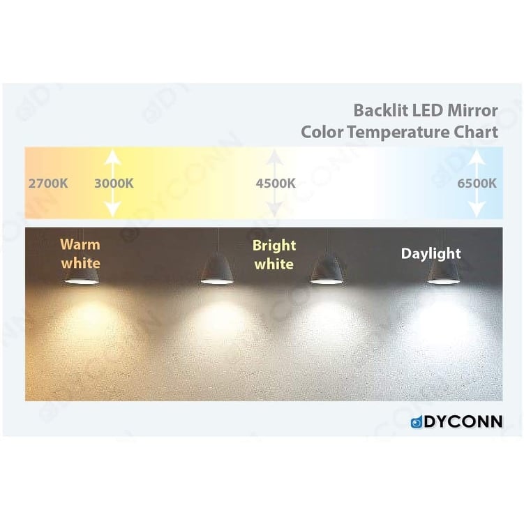 Dyconn Faucet Solar Horizontal/Vertical LED Bathroom Vanity Mirror - White/Silver