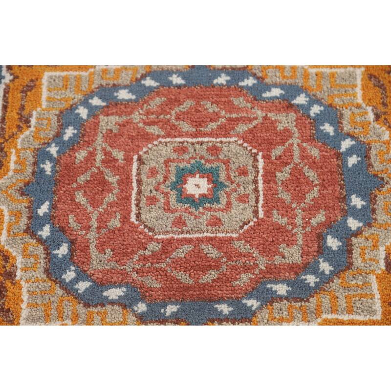 Geometric Kazak Runner Rug Handmade Wool Carpet - 2'6" x 8'2"