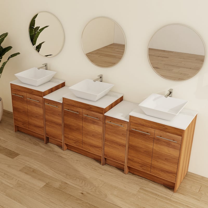 Malwee 72"/96" FreeStanding Bathroom Vanity, Floor Stand Bathroom Vanity with Ceramic Sink,Soft Close Door and Shelf