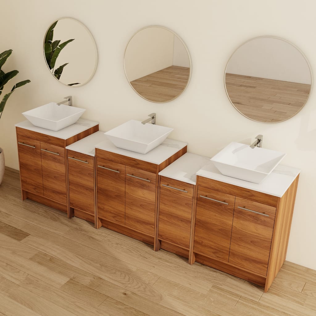 Malwee 72"/96" FreeStanding Bathroom Vanity, Floor Stand Bathroom Vanity with Ceramic Sink,Soft Close Door and Shelf