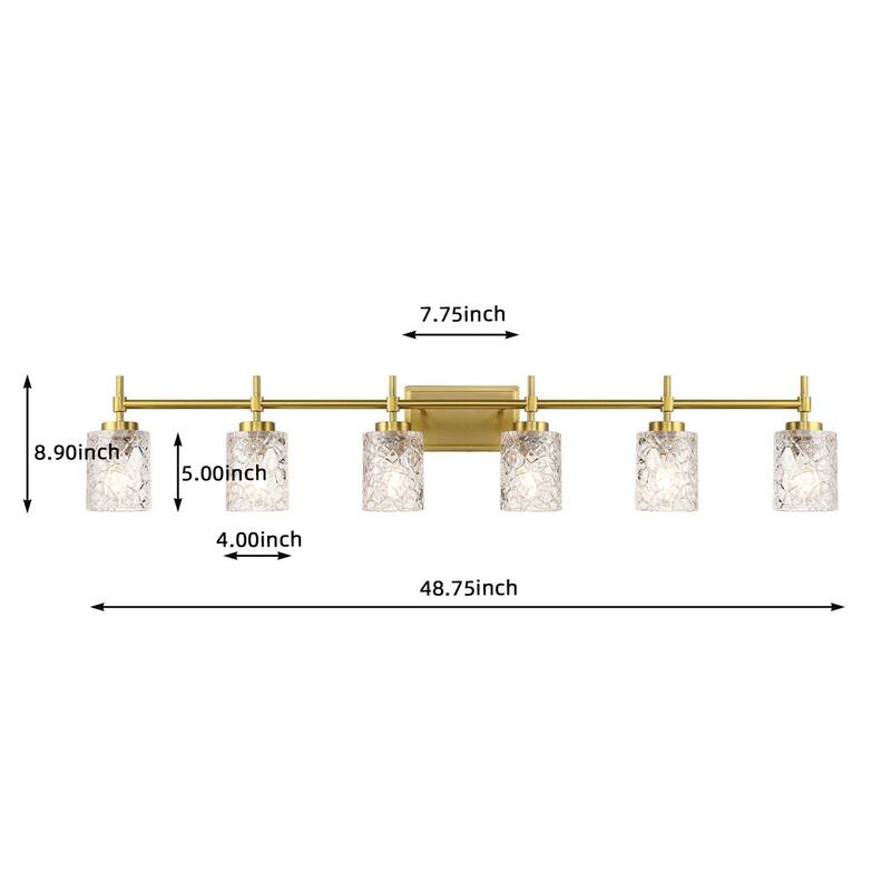 Acroma Dimmable Bathroom Vanity Light with Water Ripple Clear Shade