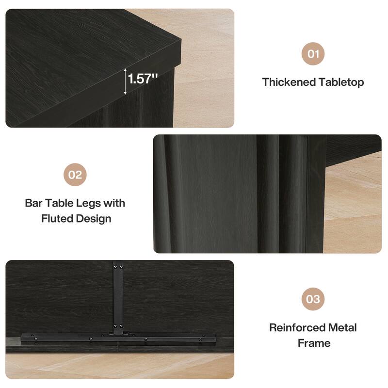 63 Inch Bar Table with Footrest for Kitchen, Dining Room, Living Room, Bistro - 63" L x 19.69" W x 35.43" H