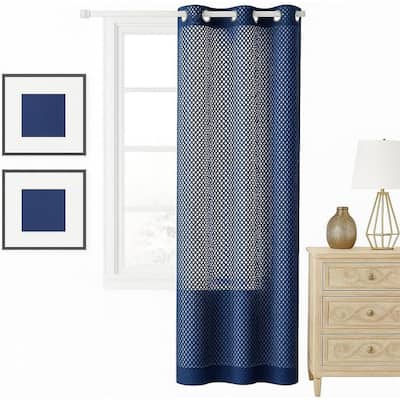 Urban Lifestyle Sheer Navy Colorblock Window Panel