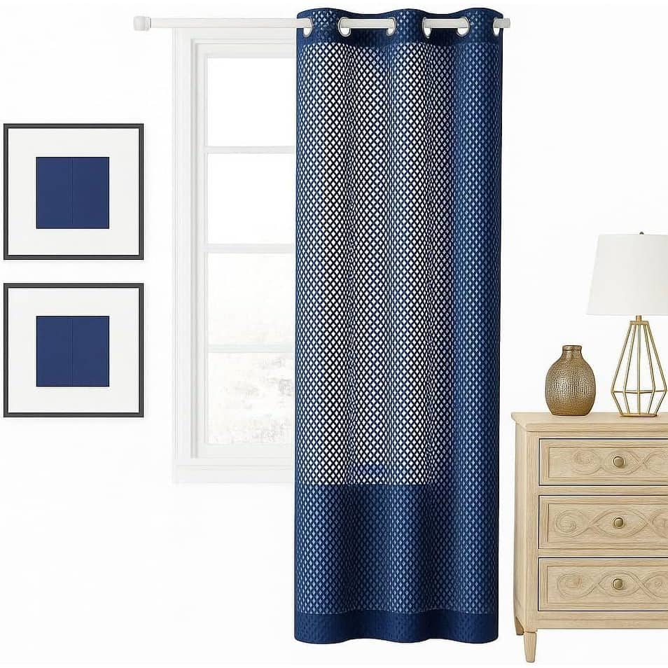 Urban Lifestyle Sheer Navy Colorblock Window Panel