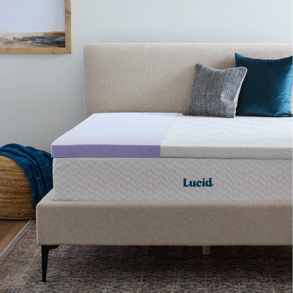 Lucid Lavender and Gel Covered Mattress Topper 2,3,4 inch - N/A