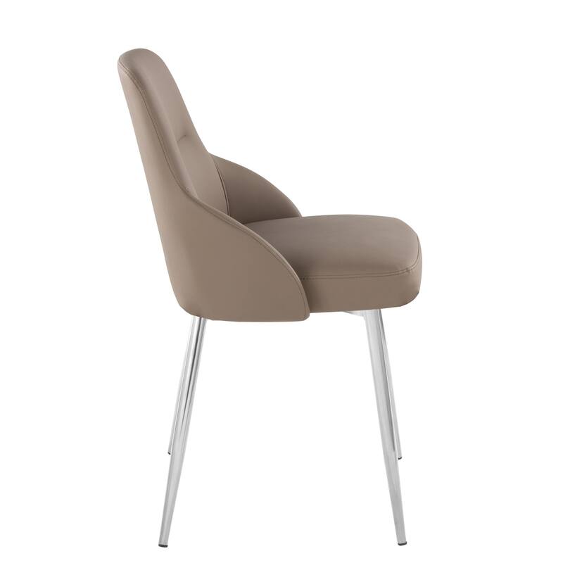 York Upholstered Contemporary Chair in Chrome Metal - Set of 2