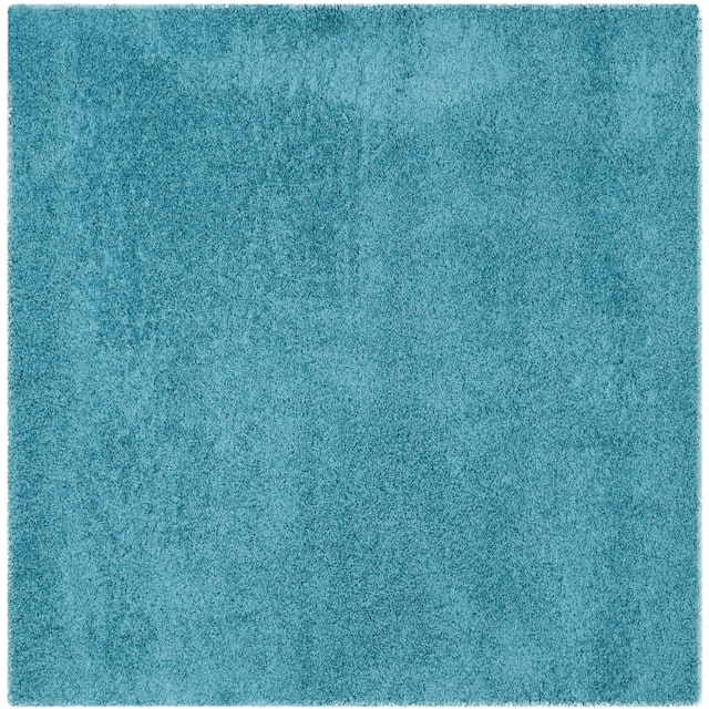 SAFAVIEH Laguna Shag Verdiana Solid Color 2-inch Thick Shag Rug - 6'7" Square - Turquoise