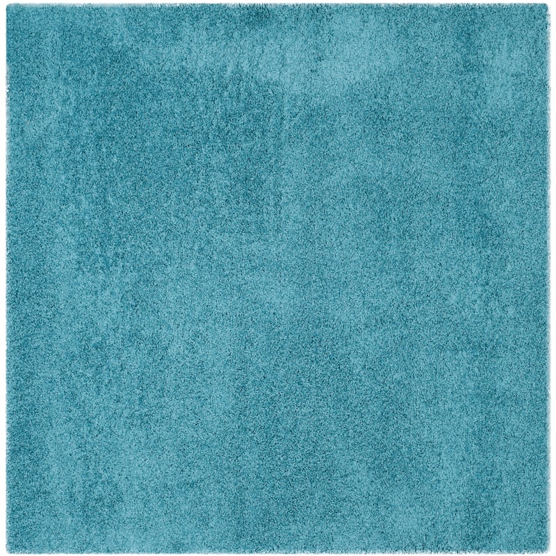 SAFAVIEH Laguna Shag Verdiana Solid Color 2-inch Thick Rug. - 6'7" Square - Turquoise - Square