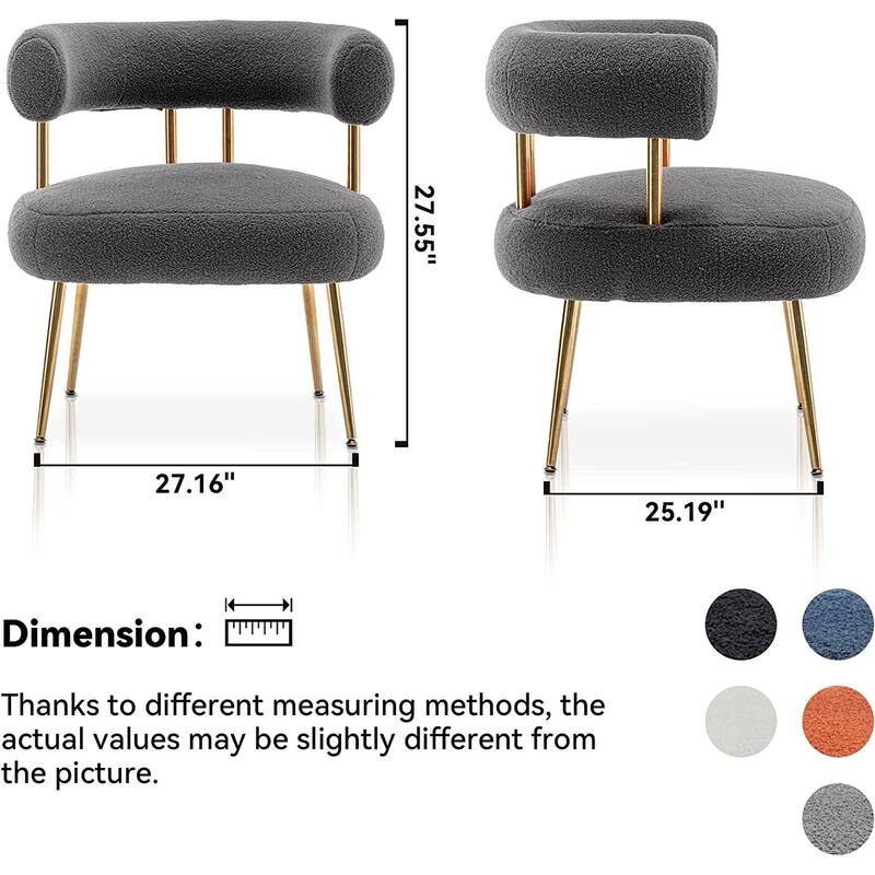 SEYNAR Modern Glam Upholstered Comfy Open-Back Accent Vanity chair with Golden Legs
