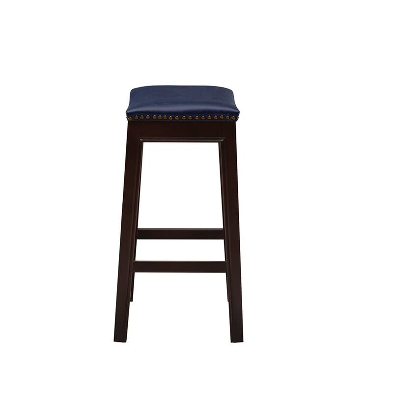 Roomfitters Backless Counter Stool, Italian Inspired 27-Inch Bar Stool with Nailhead Trim and Metal Kickplate