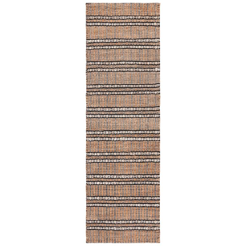 SAFAVIEH Handmade Natural Fiber Riya Geometric Seagrass Rug - 2'3" x 8' Runner - Black/Natural