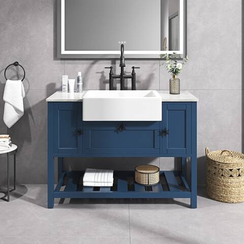48" Freestanding Solid Wood Farmhouse Single Bathroom Vanity Set
