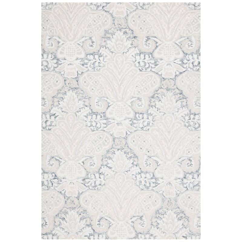 SAFAVIEH Handmade Micro-Loop Doinita Modern Wool Rug - 2'6" x 4' - Charcoal/Ivory