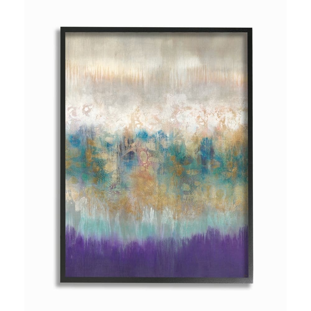 Stupell Elegant Purple Grey Gold Brush Stroke Abstract Painting Framed Giclee Texturized Art by K. Nari