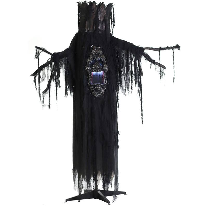 Haunted Hill Farm Light-Up Creepy Ghost Tree with White Strobe Effects and Electrical Sounds for Scary Halloween Decoration