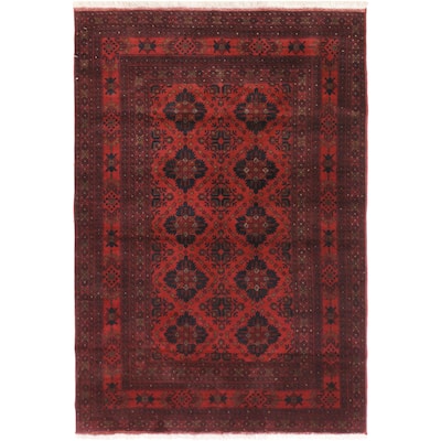 Tribal Biljik Khal Mohammadi Bishop Red/Black Rug - 4'3'' x 6'7''