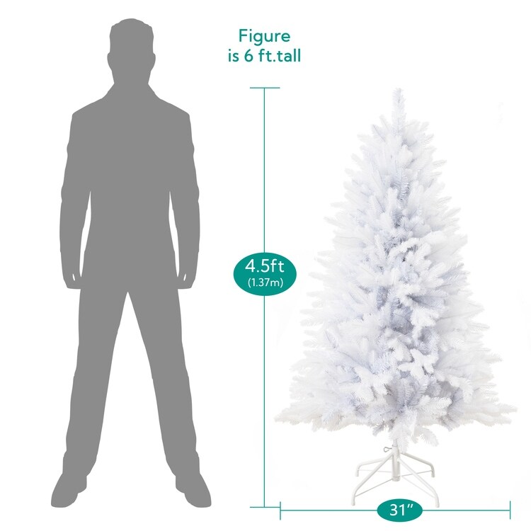 Minimalist White Pre-Lit Christmas Trees with Full, Realistic
