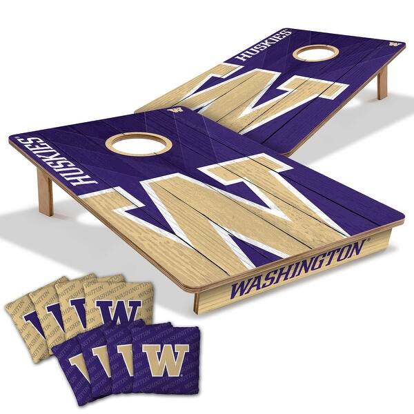 slide 2 of 7, Washington Huskies NCAA Tailgate Cornhole Board Set Include Carrying Case