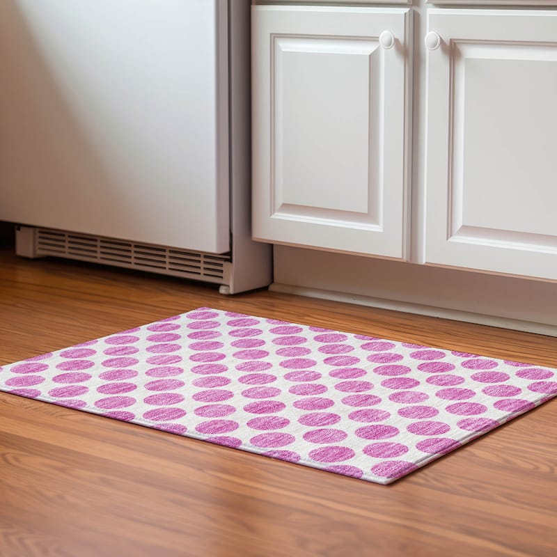 Premium Washable Super Soft Geo Dots Mayfield Rug - Blush - 1'8" x 2'6"