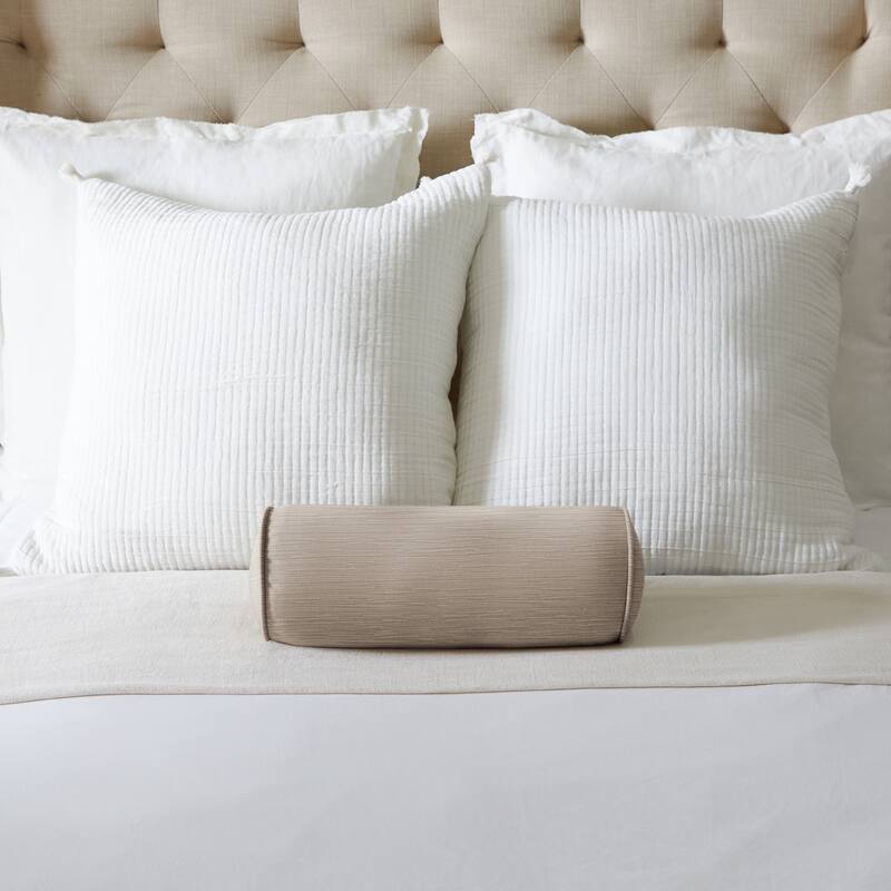 Sorra Home Velvet Bolster Pillow - 16 in x 6 in x 6 in - Parchment